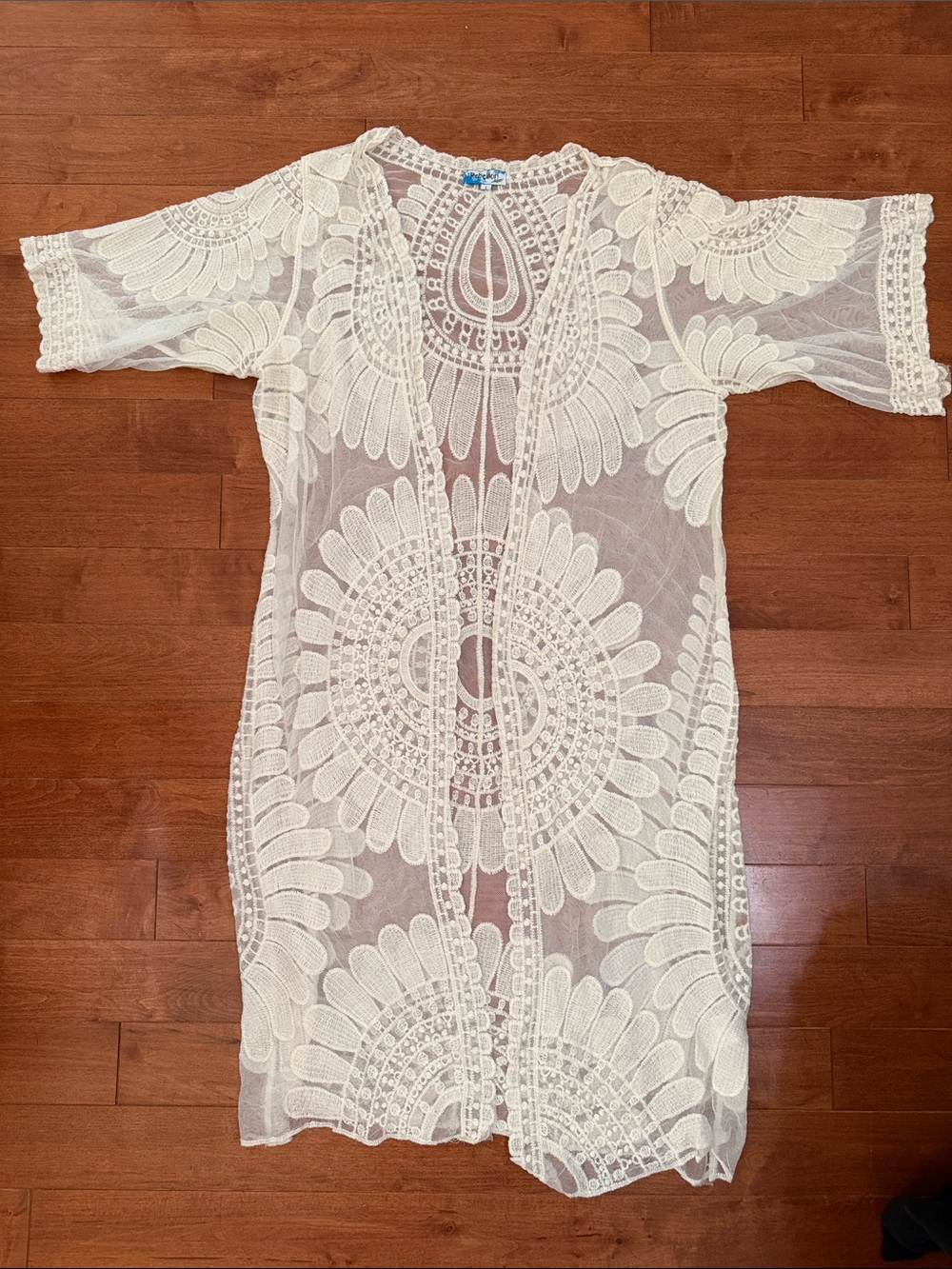 Rebellion White Crochet Lace Kimono Cover-Up
